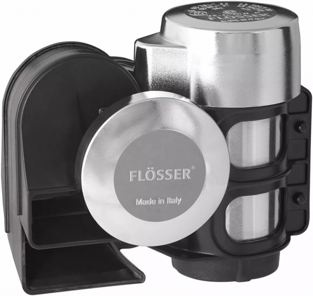 Flosser Air Horn Two-Tone Low520/High660 Hz 12V Chrome