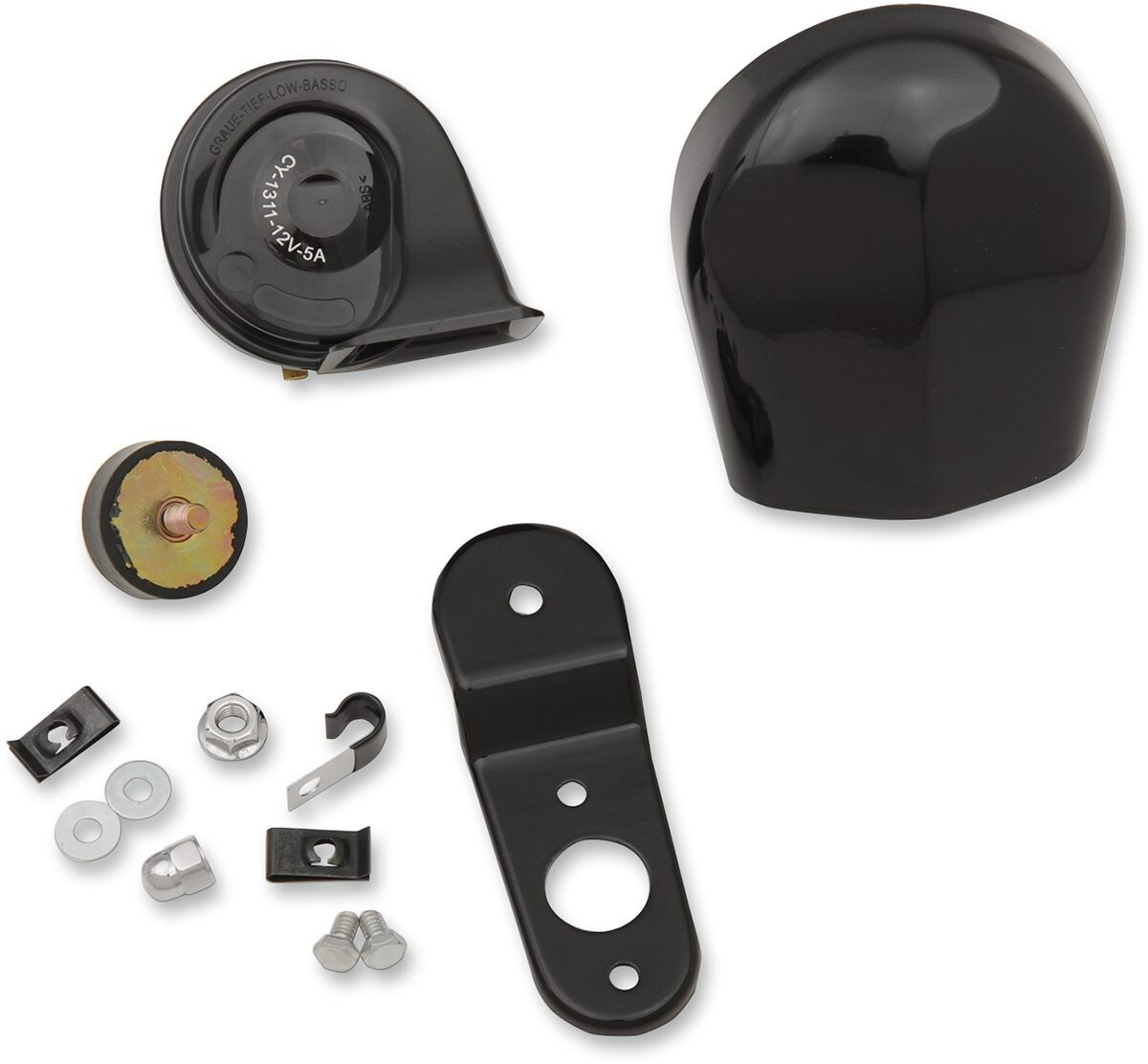 Drag Specialties Horn Kit Electric Black Horn Kit 91-22 Blk Cover