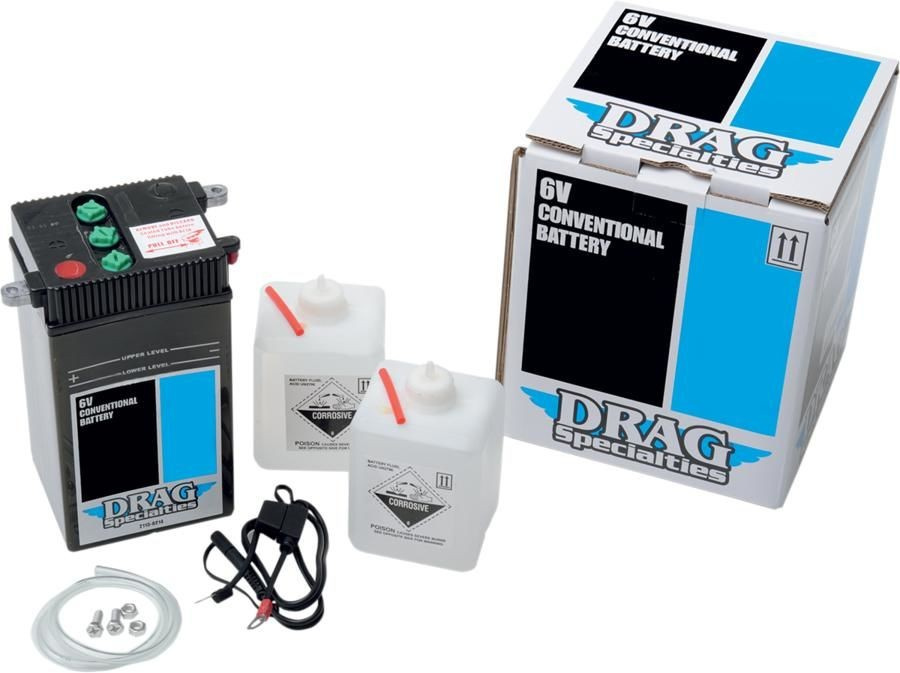 Drag Specialties Batteries Battery Kit Conventional 6V Lead Acid Repla