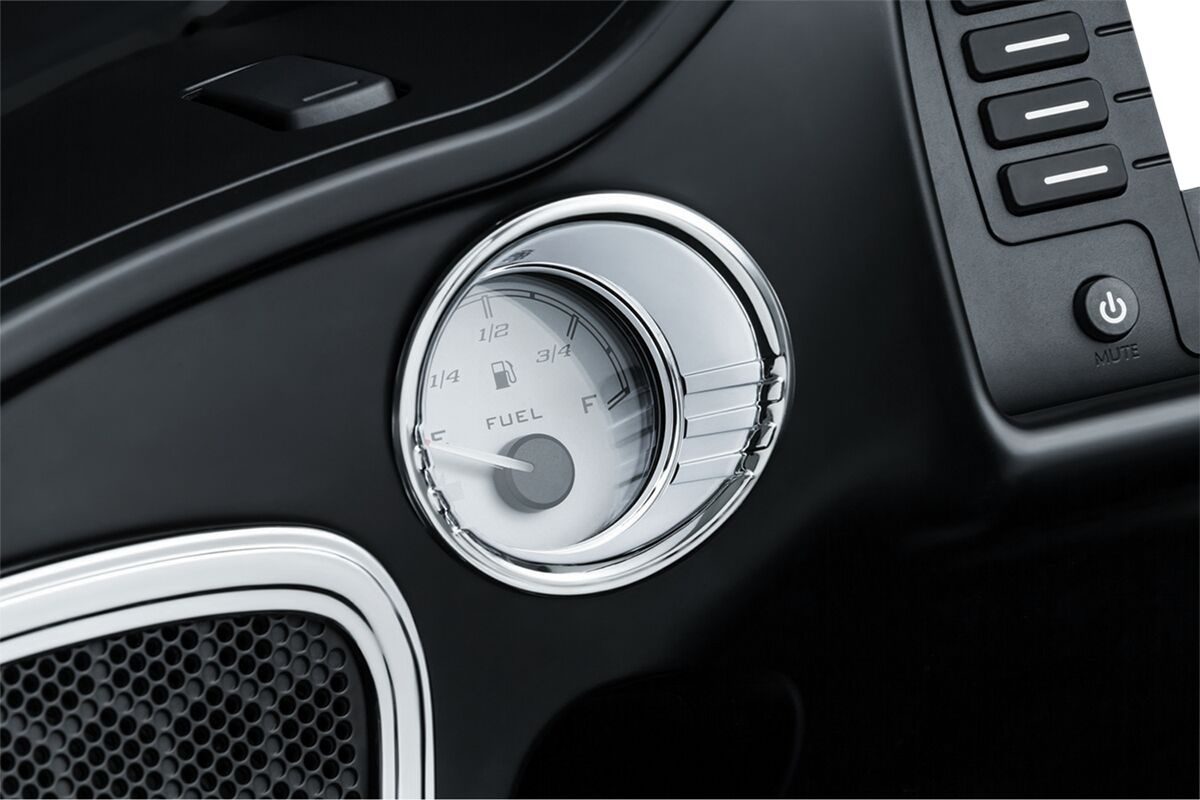 Kuryakyn Fuel & Voltage Gauge Bezels Tri-Line Chrome Trim Bezel Fuel V