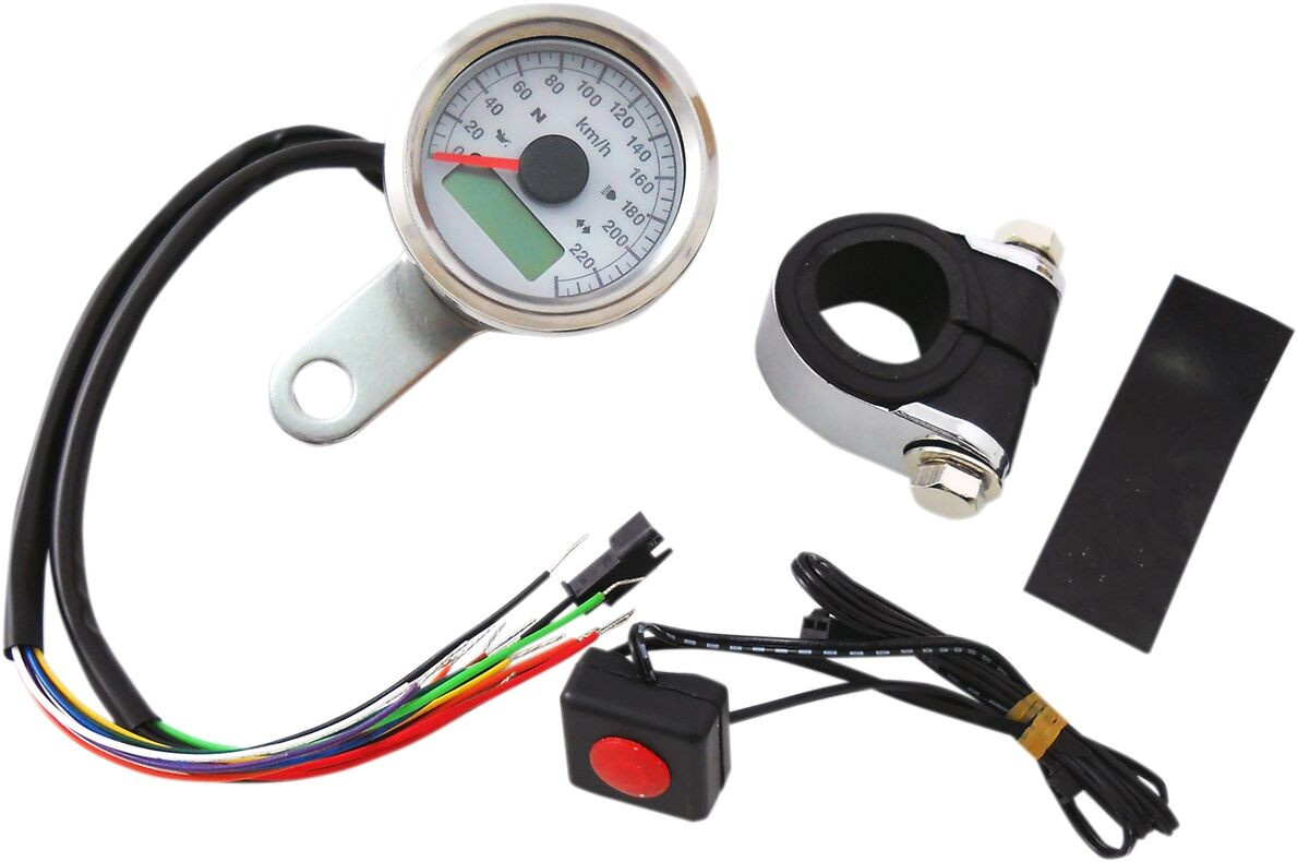 Drag Specialties Electronic Speedometers With Indicator Lights 1-7/8