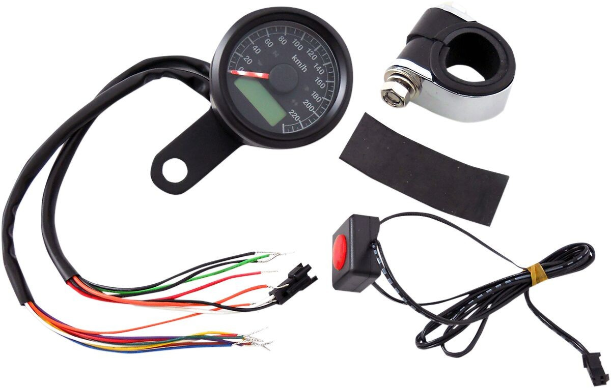 Drag Specialties Electronic Speedometers With Indicator Lights 1-7/8