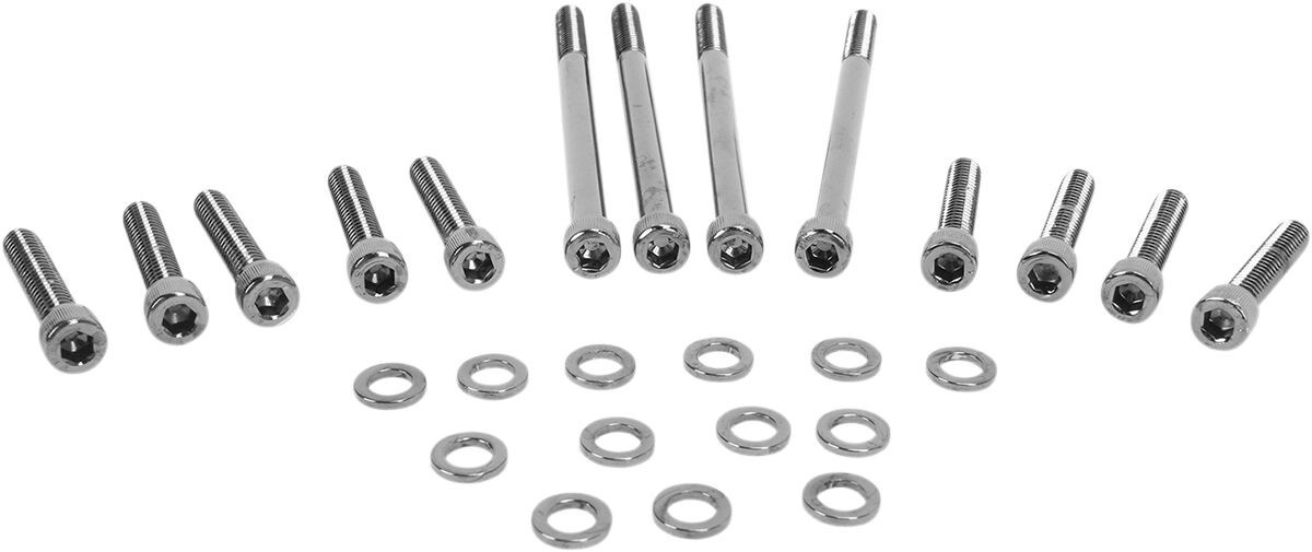 Drag Specialties Black Chrome Socket-Head Primary Cover Bolt Kit Knurl