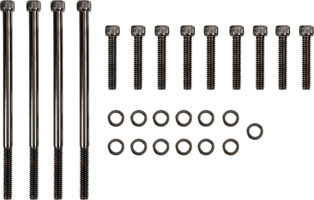 Drag Specialties Black Chrome Socket-Head Primary Cover Bolt Kit Knurl