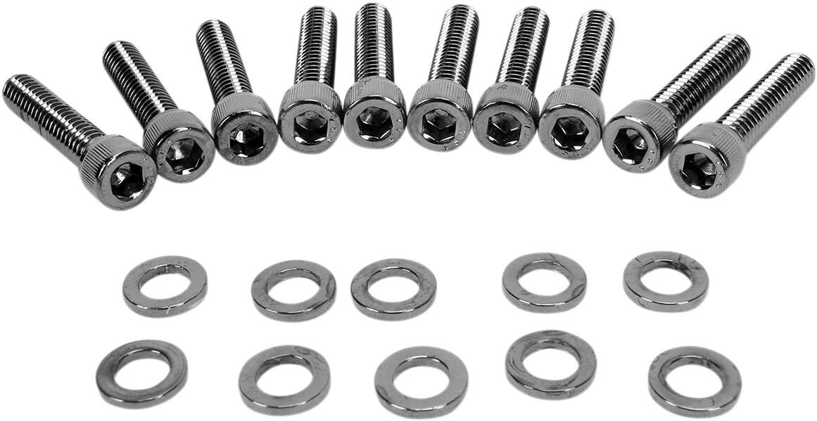 Drag Specialties Black Chrome Socket-Head Cam Cover Bolt Kit Knurled B