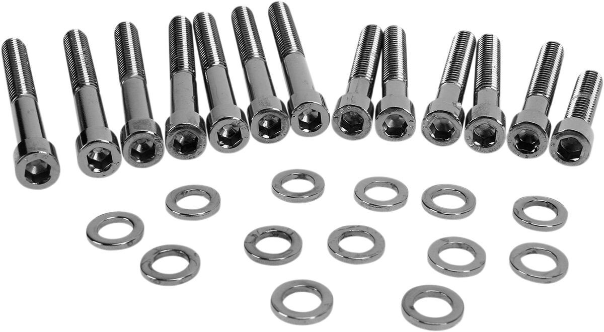 Drag Specialties Black Chrome Socket-Head Cam Cover Bolt Kit Smooth Bo