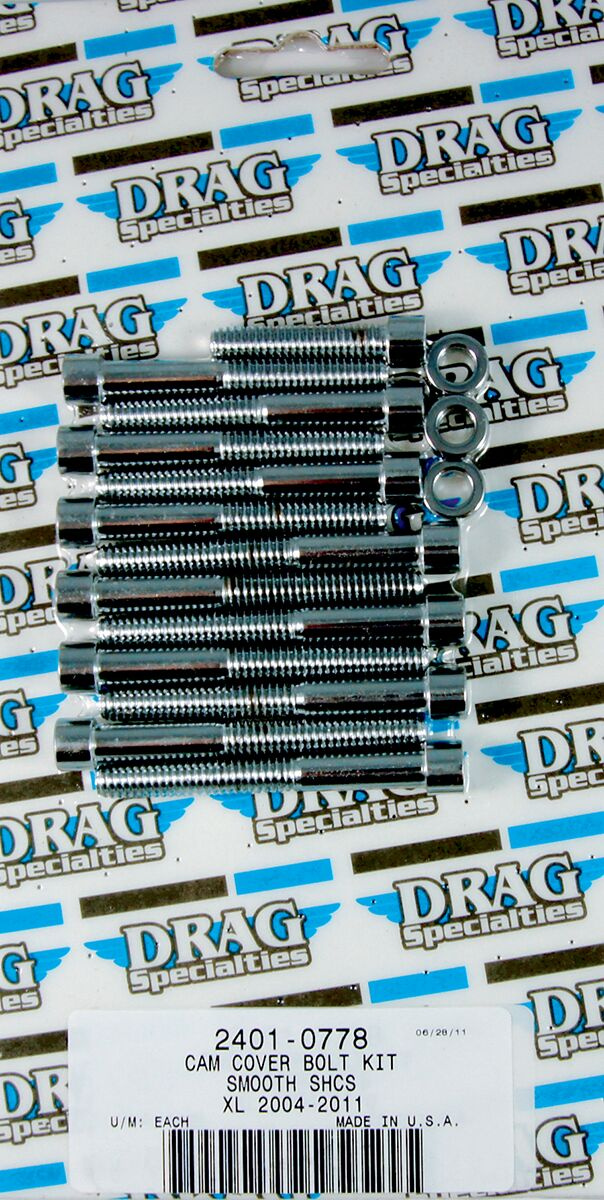 Drag Specialties Chrome Socket-Head Cam Cover Bolt Kit Smooth Bolt Kt