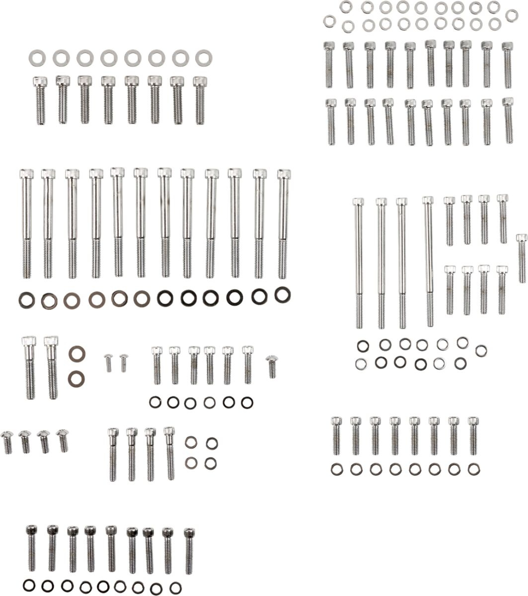 Drag Specialties Bolt Kit M8 Engine Knurled Allen Head Chrome Bolt Kit
