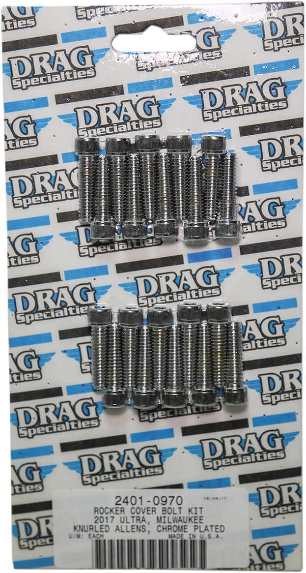 Drag Specialties Bolt Kit M8 Rocker Box Knurled Allen Head Chrome Bolt