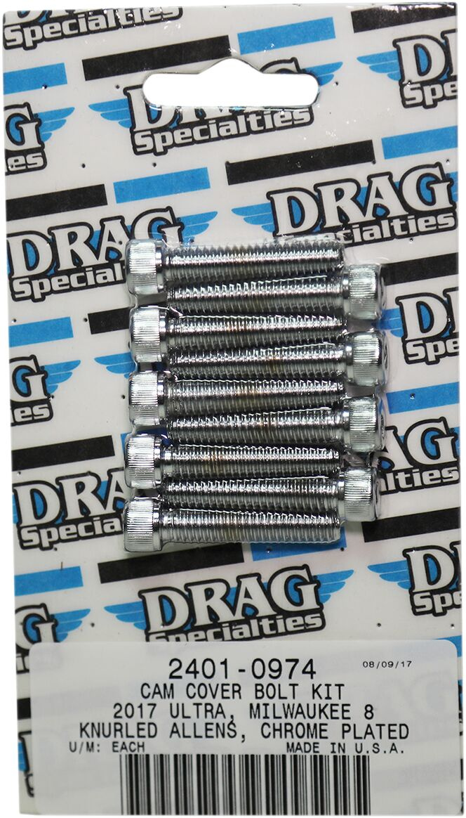 Drag Specialties Bolt Kit M8 Cam Cover Knurled Allen Head Chrome Bolt