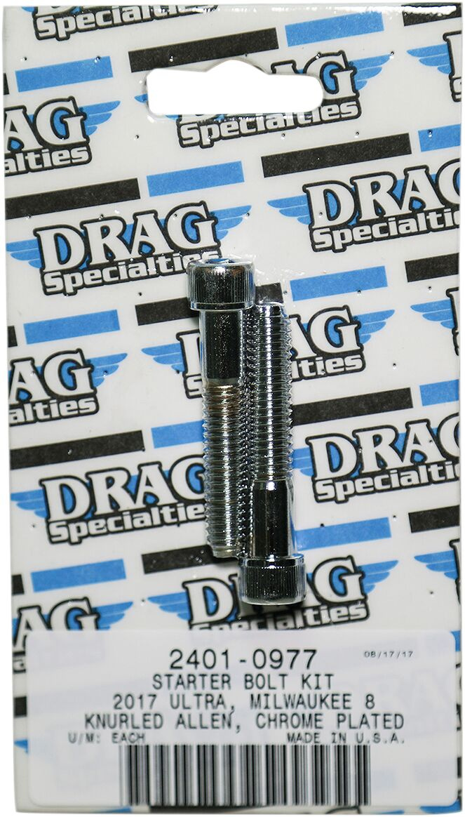 Drag Specialties Bolt Kit M8 Starter Knurled Allen Head Chrome Bolt Ki