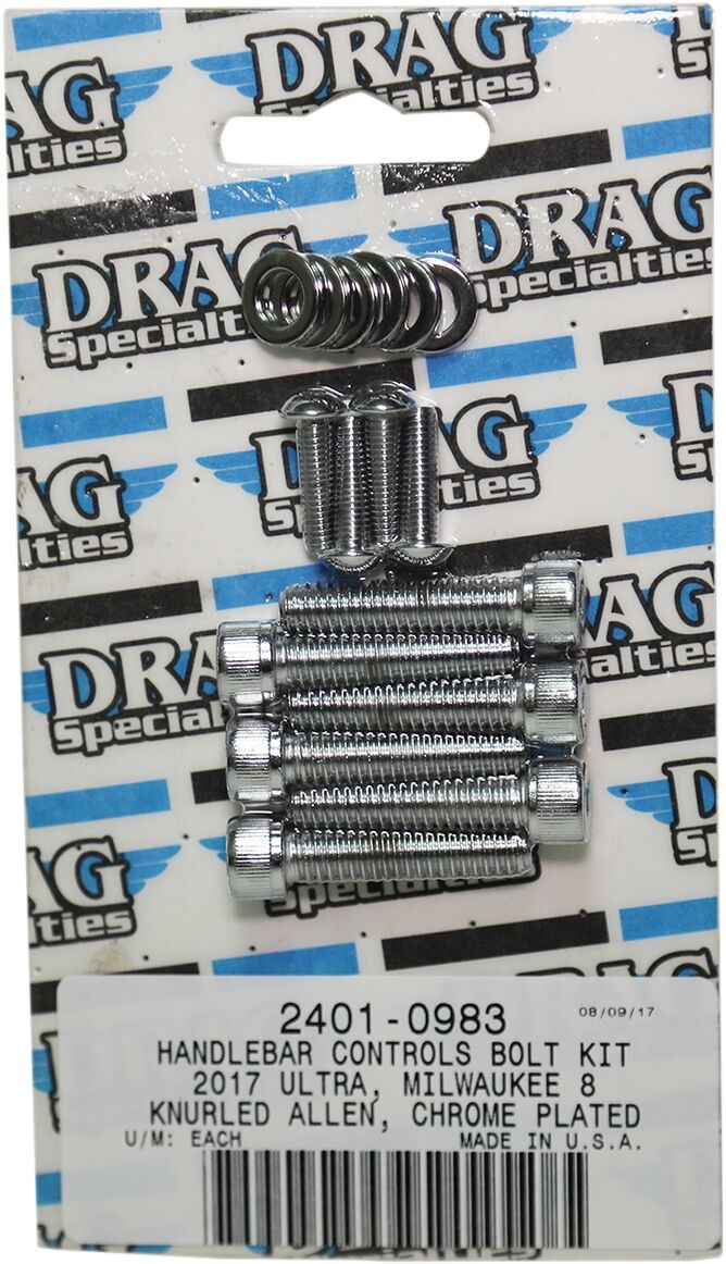 Drag Specialties Bolt Kit M8 Handlebar Control Knurled Allen Head Chro