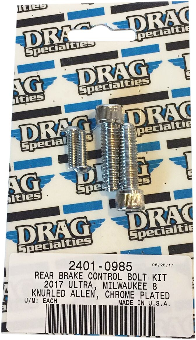 Drag Specialties Bolt Kit M8 Rear Brake Control Knurled Allen Head Chr