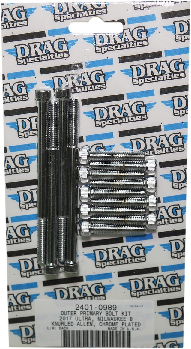 Drag Specialties Bolt Kit M8 Outer Primary Knurled Allen Head Chrome B