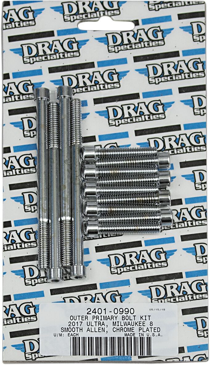 Drag Specialties Bolt Kit M8 Outer Primary Smooth Socket Head Chrome B