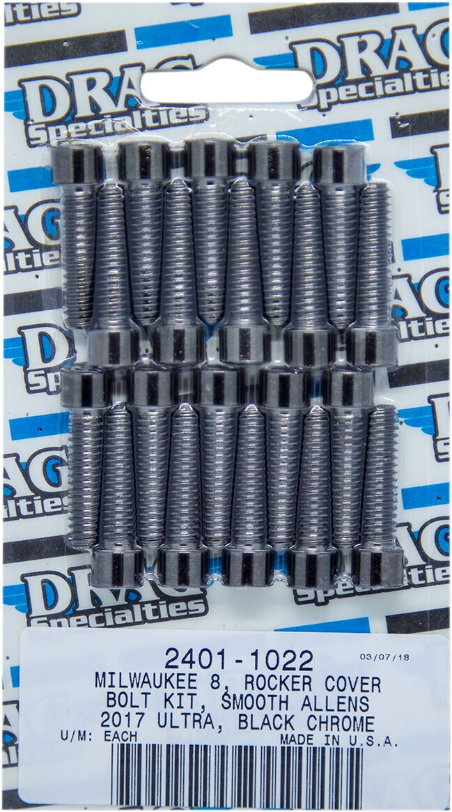 Drag Specialties Bolt Kit M8 Rocker Box Smooth Socket Head Black Bolt