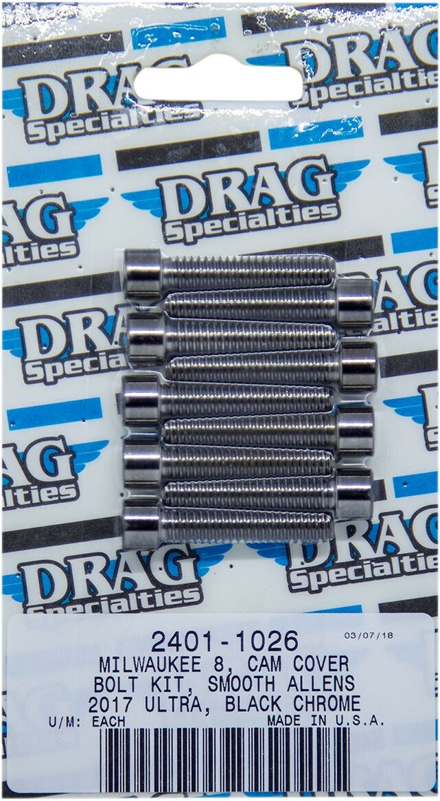 Drag Specialties Bolt Kit M8 Cam Cover Smooth Socket Head Black Bolt K