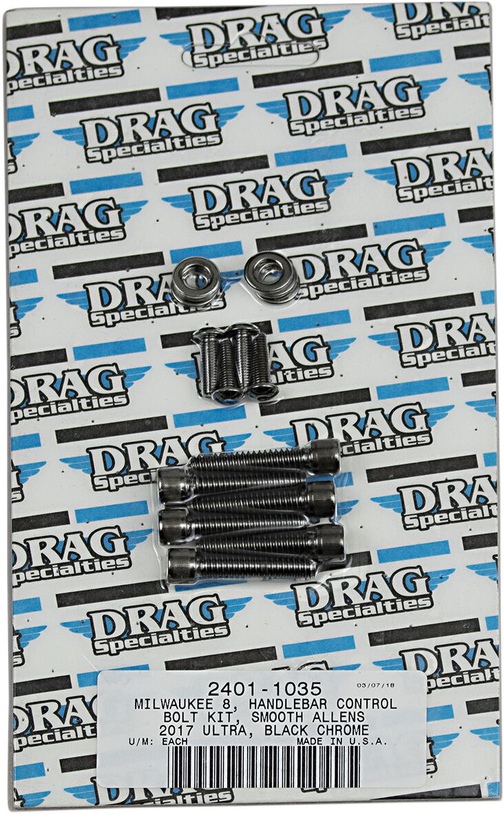 Drag Specialties Bolt Kit M8 Handlebar Control Smooth Socket Head Blac