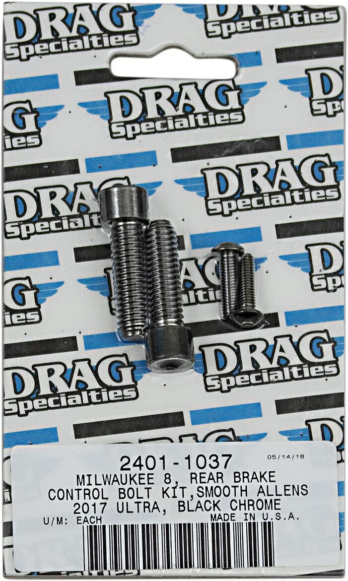 Drag Specialties Bolt Kit M8 Rear Brake Control Smooth Socket Head Bla
