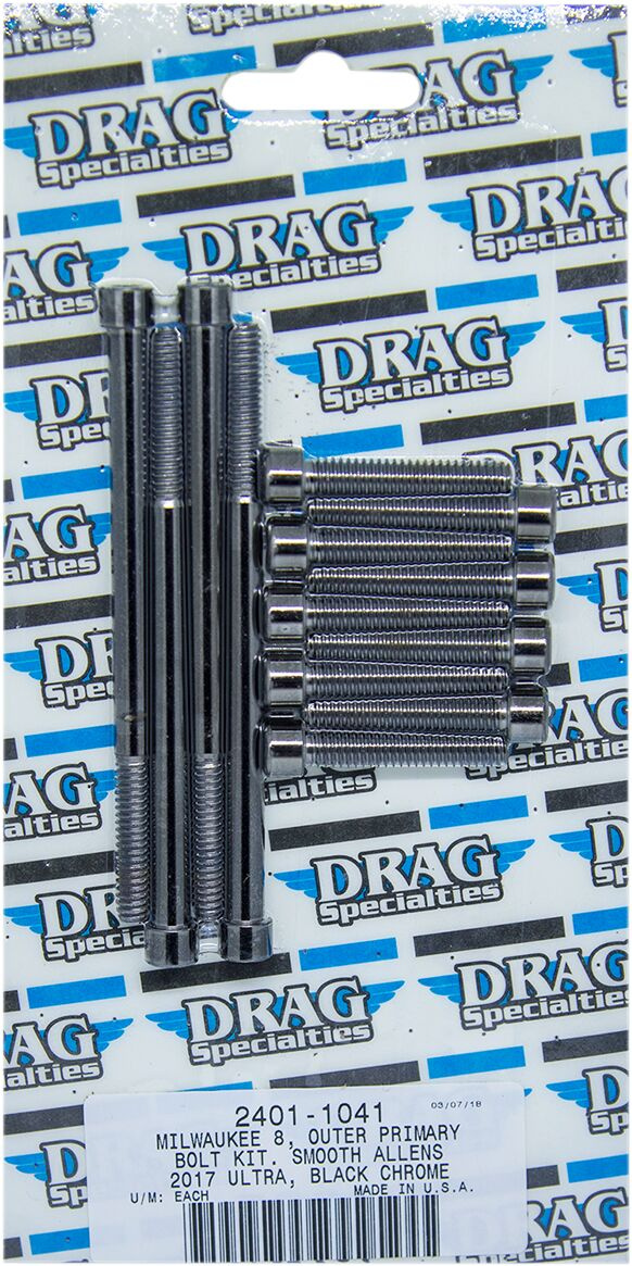 Drag Specialties Bolt Kit M8 Outer Primary Smooth Socket Head Black Bo