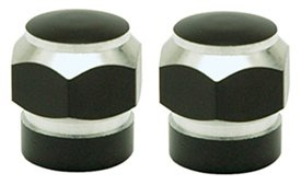 Valve stem cap, ''Hex'', black w/alu finish