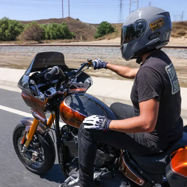 Stealth Leather Palm Flame Gloves M