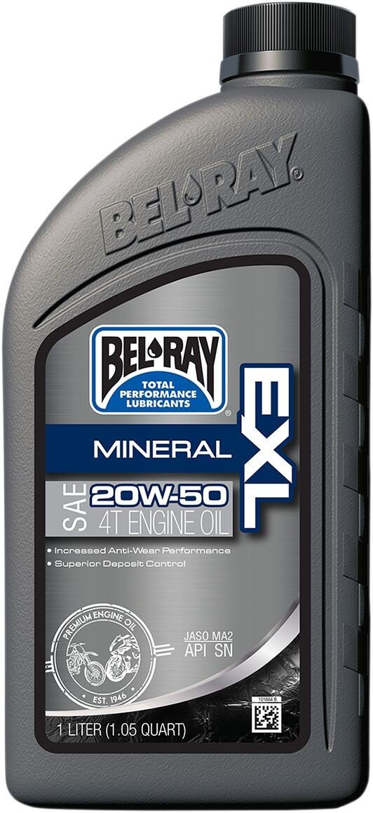 Bel-Ray Exl Mineral 4-Stroke Engine Oil 20W-50 1 Liter Oil Exl Mineral