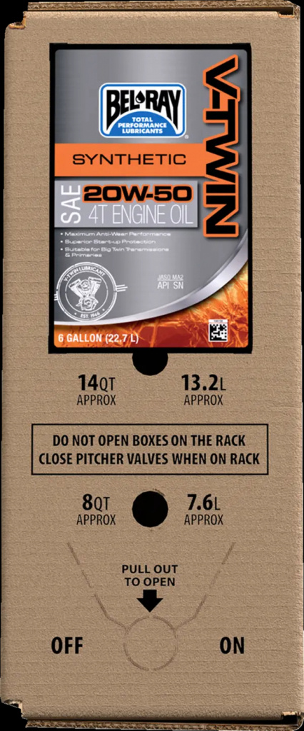 Bel-Ray V-Twin Synthetic 4-Stroke Engine Oil Synthetic 20W-50 Case 6 G