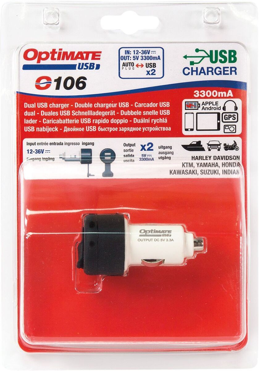 Tecmate Usb Fast Charger O106 12V/ 24V Cig Usb Charger 2A O106