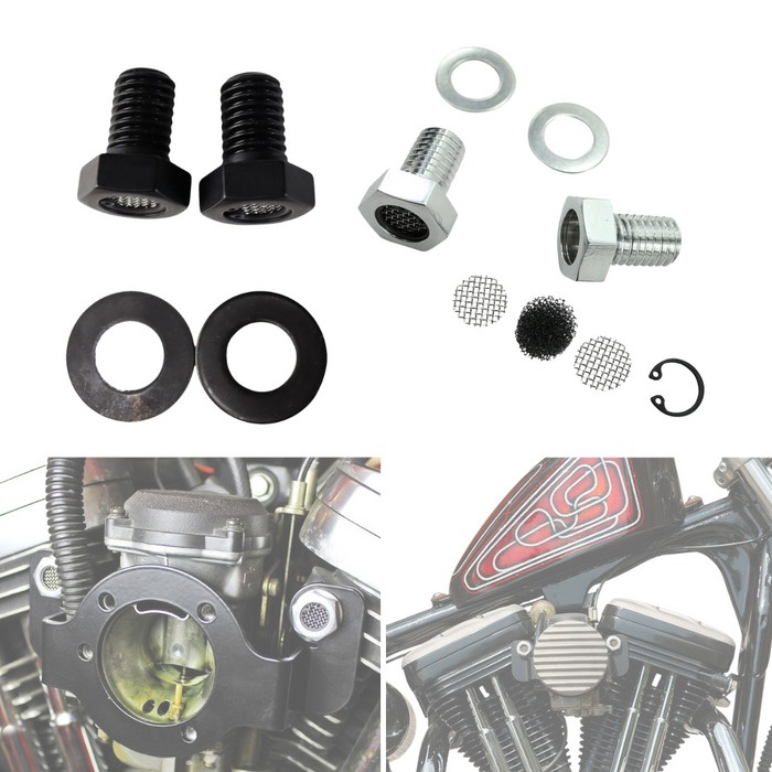 TC Bros Breather Bolts Black (1/2