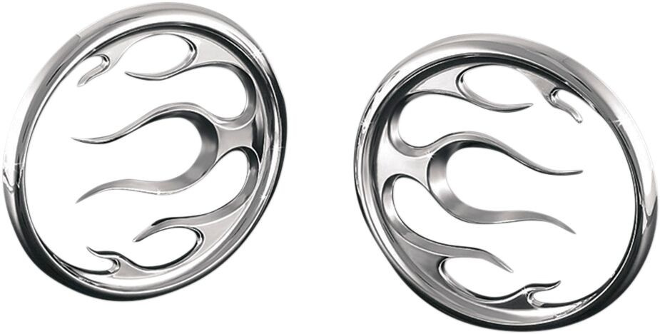 Kuryakyn Front Speaker Grills  Flame Chrome Grill Flame Front Speaker