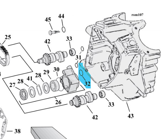 O-ring �vre st�tst�ngsr�r 84-99, oljepump 02-06