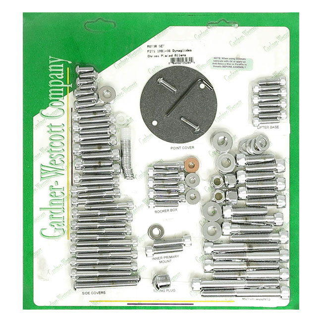 GARDNER-WESTCOTT Motor Screw Set, Chrome Allen<BR><BR><BR><BR>91-98 DYNA (NU)