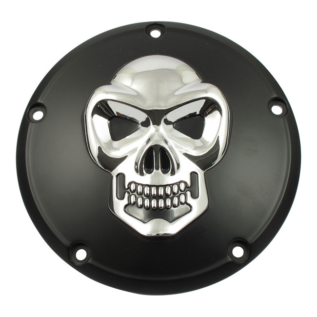 Skull derby cover 3-hole. Black & Chrome 70-98 Big Twin (NU) 3-D Skull