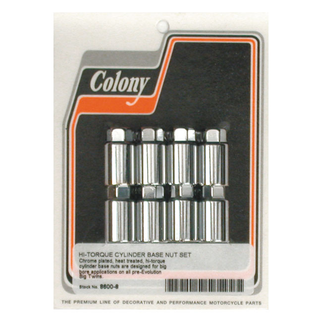 COLONY CYL BASE NUT KIT, HIGH-TORQUE 36-84 Big Twin (NU)  Chrome, no w