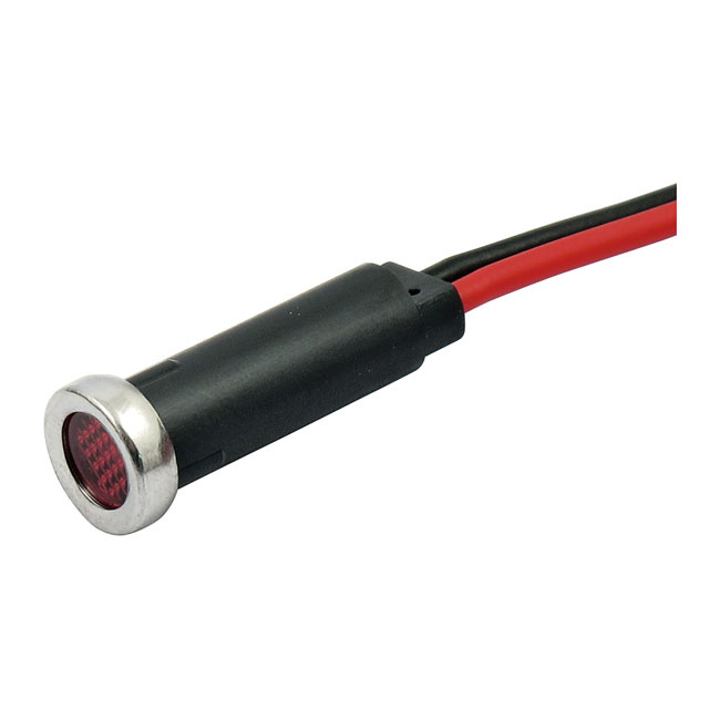 Custom 5/16 LED indicator light. Red lens Universal Plastic housing wi