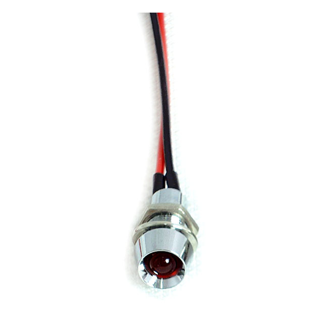 Custom LED indicator light. 1/4, red 12V custom applications Chrome pl