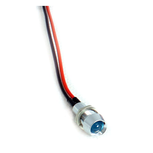 Custom LED indicator light. 1/4, blue 12V custom applications Chrome p