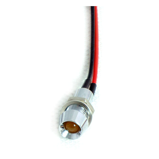 Custom LED indicator light. 1/4, amber 12V custom applications Chrome