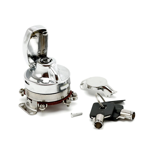 FL style ignition switch, ''electronic''. round key, stainless 73-95 F