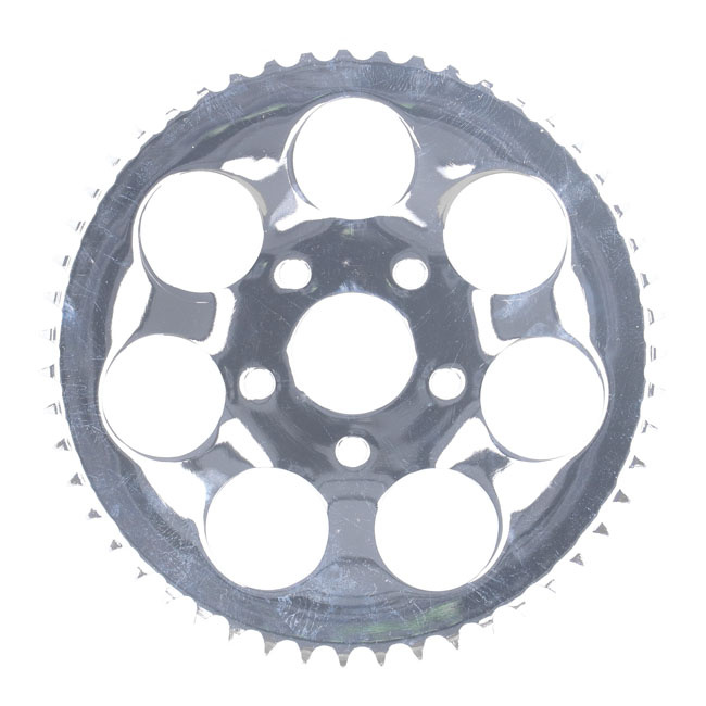 REAR SPROCKET, CHROME. 51T 73-85 4-speed Big Twin, 79-81 XL Sportster