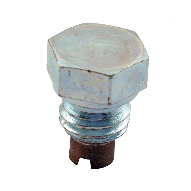 Oil drain plug, 1/2-13. Hex head. Magnetic Transmission: 37-86 4-sp FL
