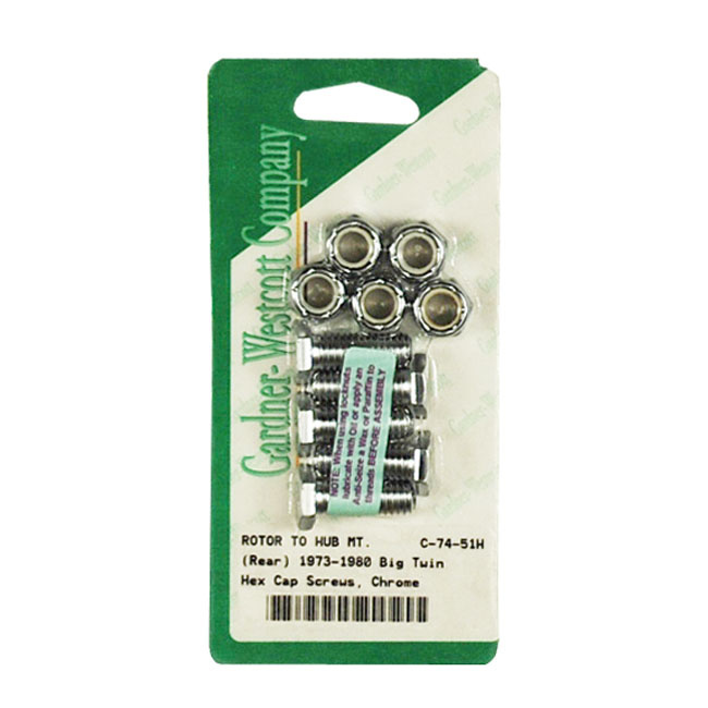 Front/rear brake rotor bolt kit, hex 73-84 FL FRONT, 73-80 FL, FX REAR