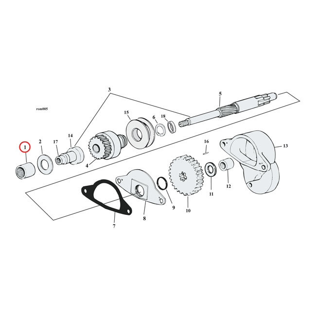 Koyo, Needle Bearing Starter Shaft, Outer 65-88 B.T., 67-80 Xl