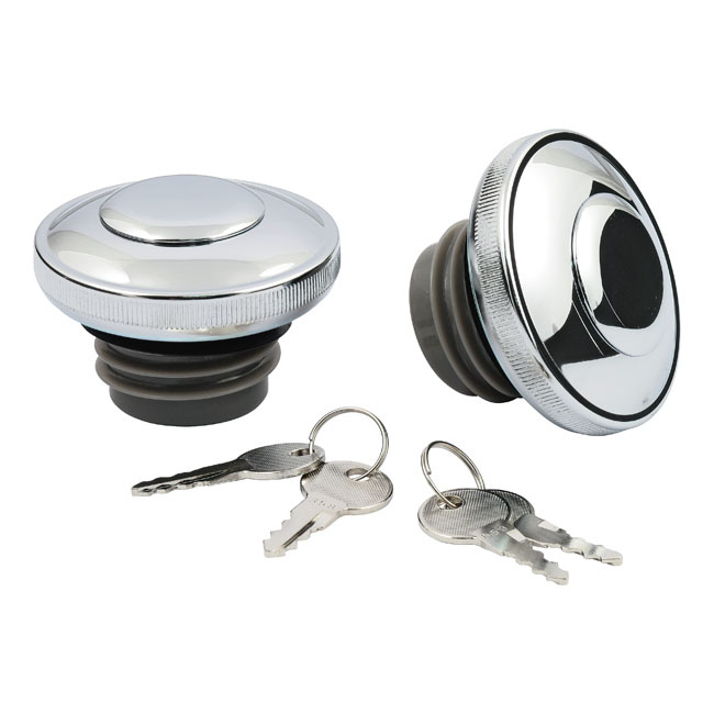 Gas Cap Set With Lock, Chrome 96-99 H-D