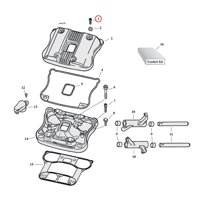 Gw, Rocker Box Top Bolt Kit. Buttonhead, Chrome 84-99B.T. (Excl. Twin