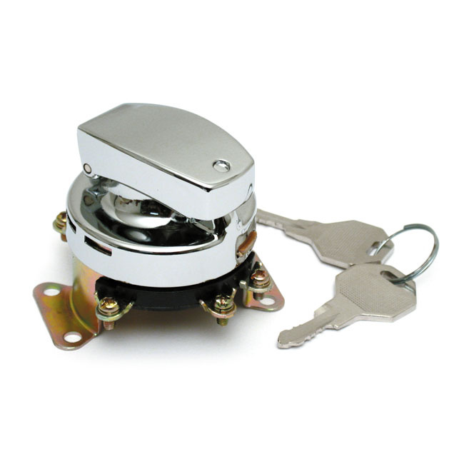 Fl Style Ignition Switch. 6-Pole, Flat Key, Chrome 73-95 Fl, Fx, Fxwg