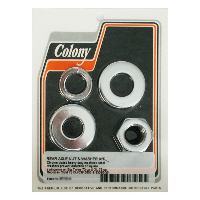 Colony Axle Nut And Washer Kit, Rear 73-Up Big Twin, 79-Up Xl
