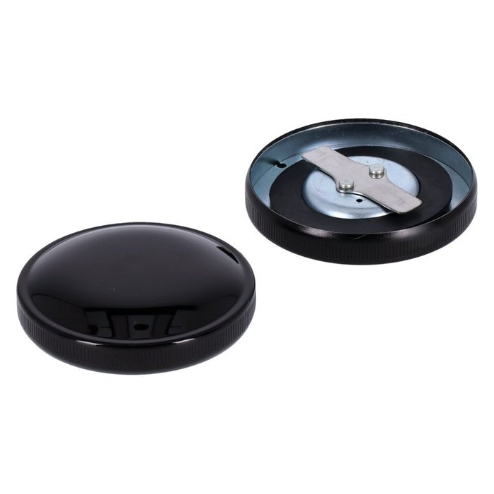 Gas cap set, late style. Gloss black 36-82 H-D