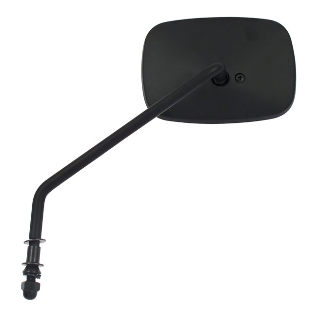 Late Oem Style Mirror, Long Stem, Left Side. Black 65-Up H-D